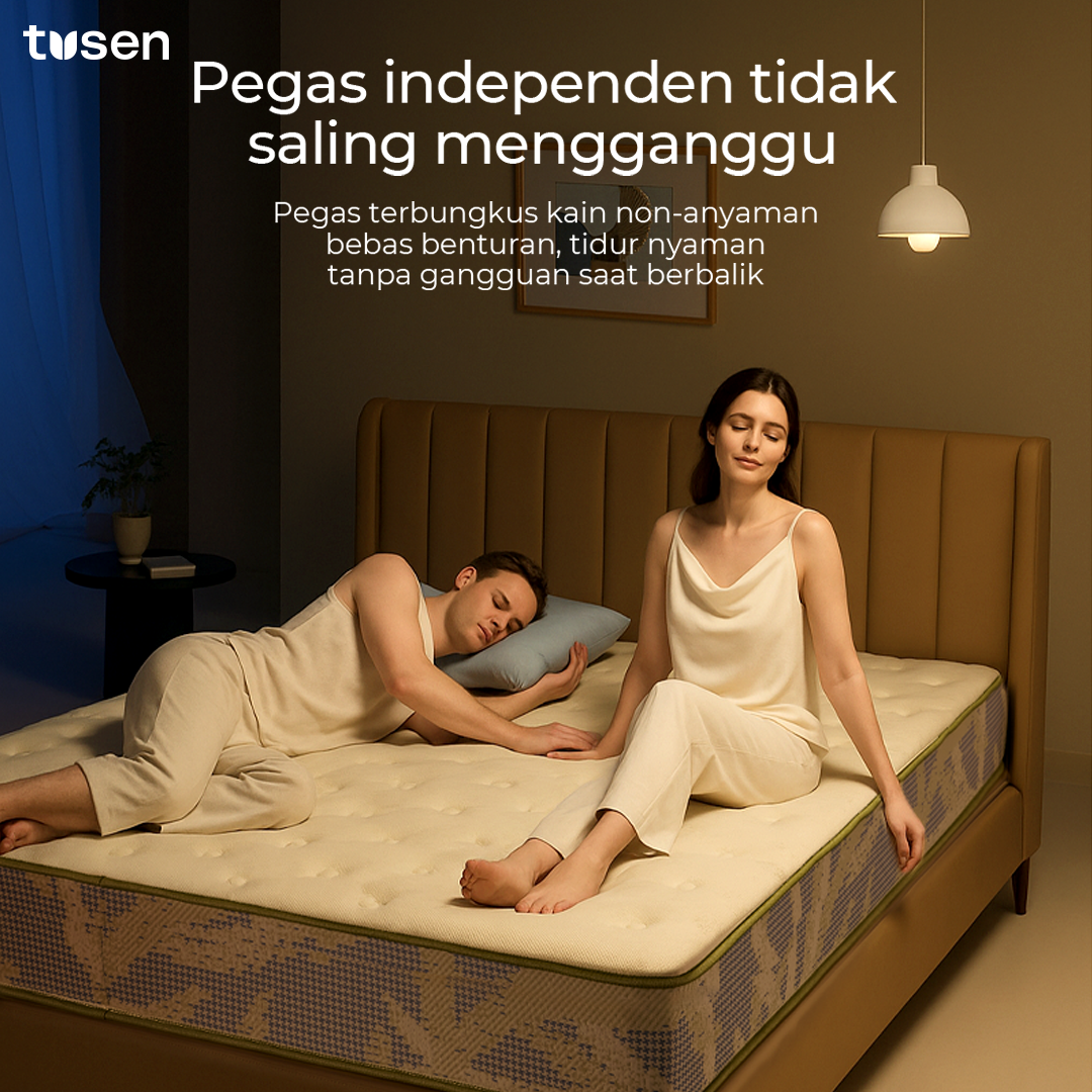 TUSEN DeepSleep III+  Kasur Spring Bed Premium 30 cm dengan Zero-Pressure Memory Foam & 928 Pocket Spring - TUM09