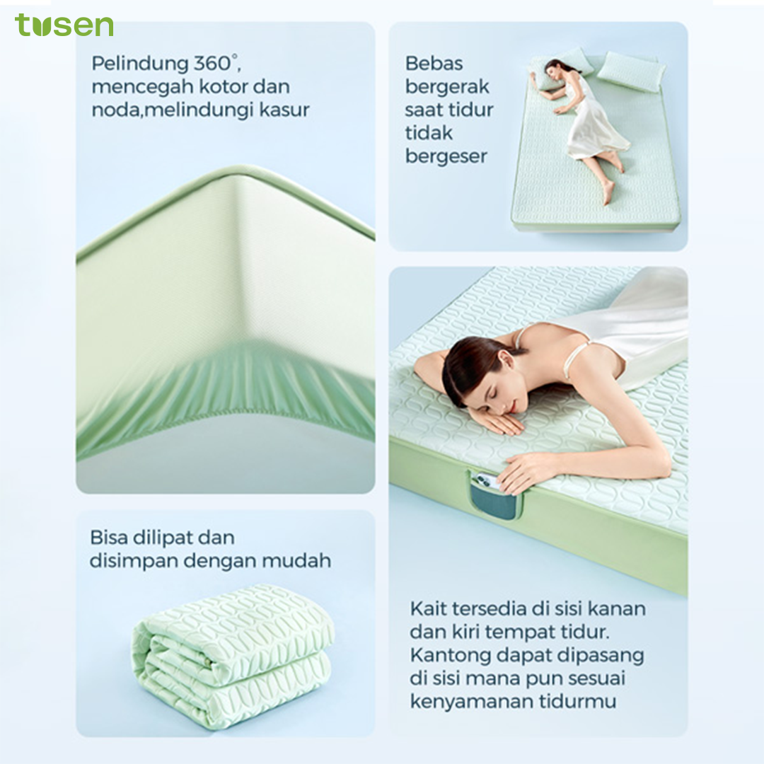 TUSEN DeepSleep Airy I Mattress Topper Cooling Sensation | Memory Foam Bed Cover Super Soft Anti Gerah – TUMT01