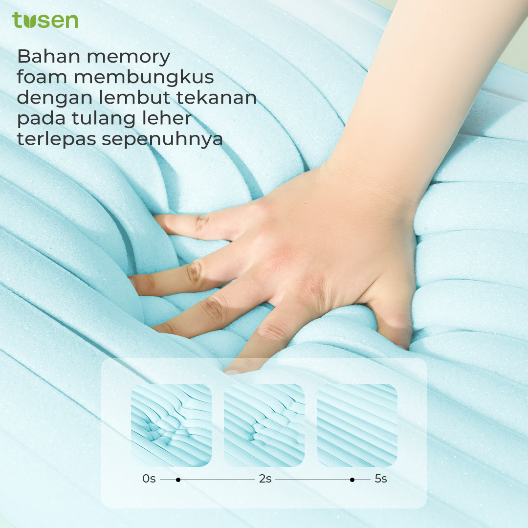 TUSEN DeepSleep Cloud 5+ – Bantal Memory Foam Ortopedik Premium 8/10cm