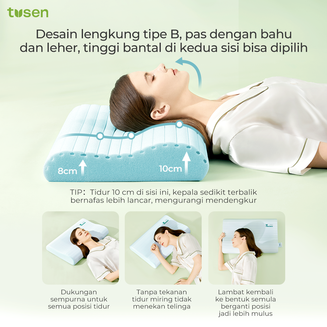 TUSEN DeepSleep Cloud 5+ – Bantal Memory Foam Ortopedik Premium 8/10cm