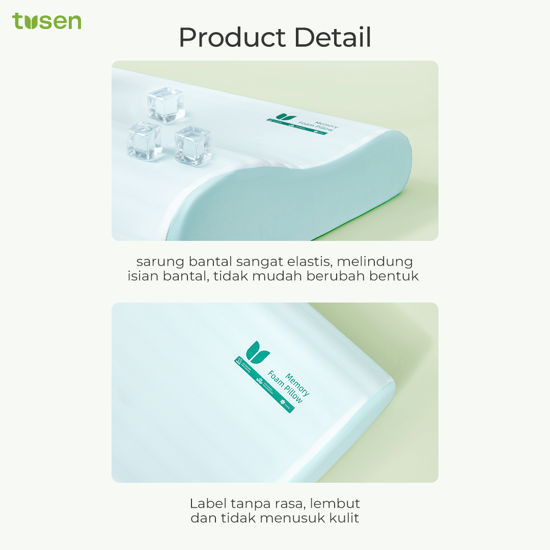 TUSEN DeepSleep Cloud 5+ – Bantal Memory Foam Ortopedik Premium 8/10cm
