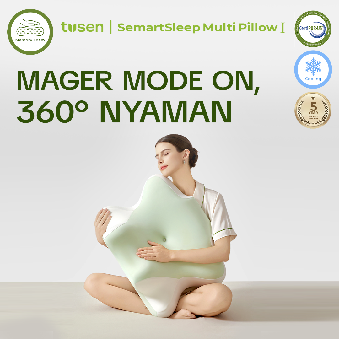 TUSEN SmartSleep Multi I – Bantal Memory Foam 360° Multifungsi Ergonomis Premium