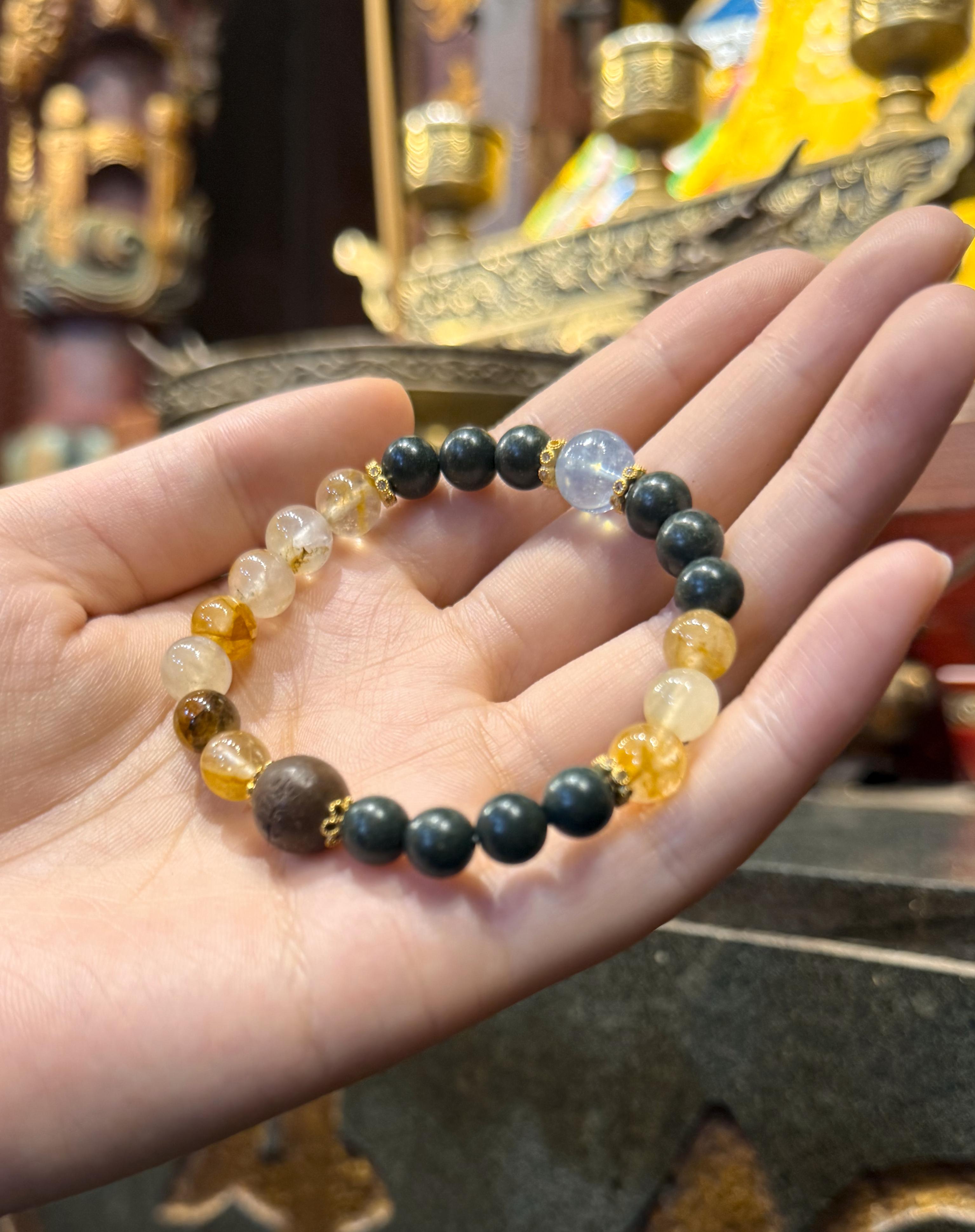 梦灵方黄彩晶手串