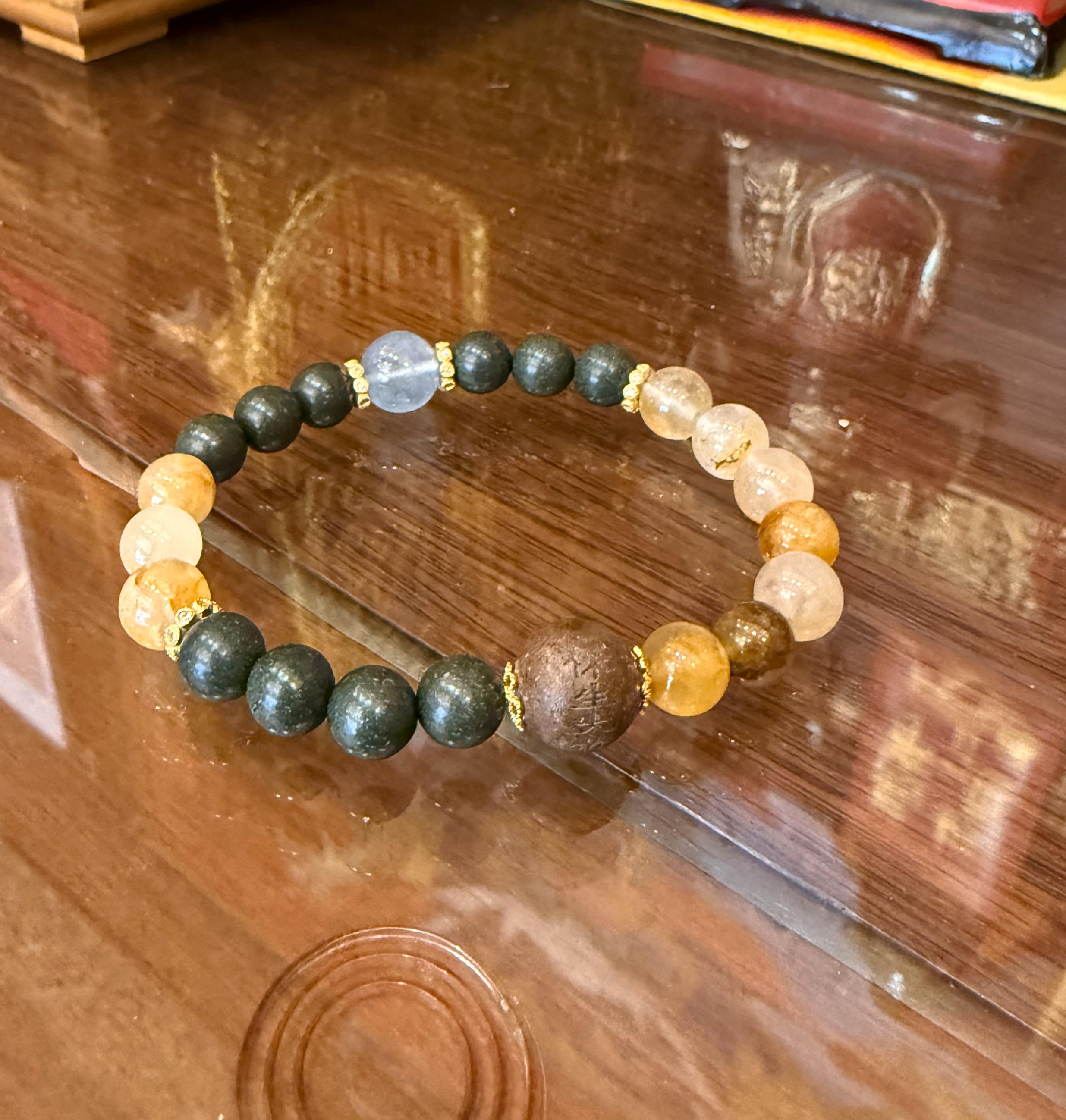 梦灵方黄彩晶手串