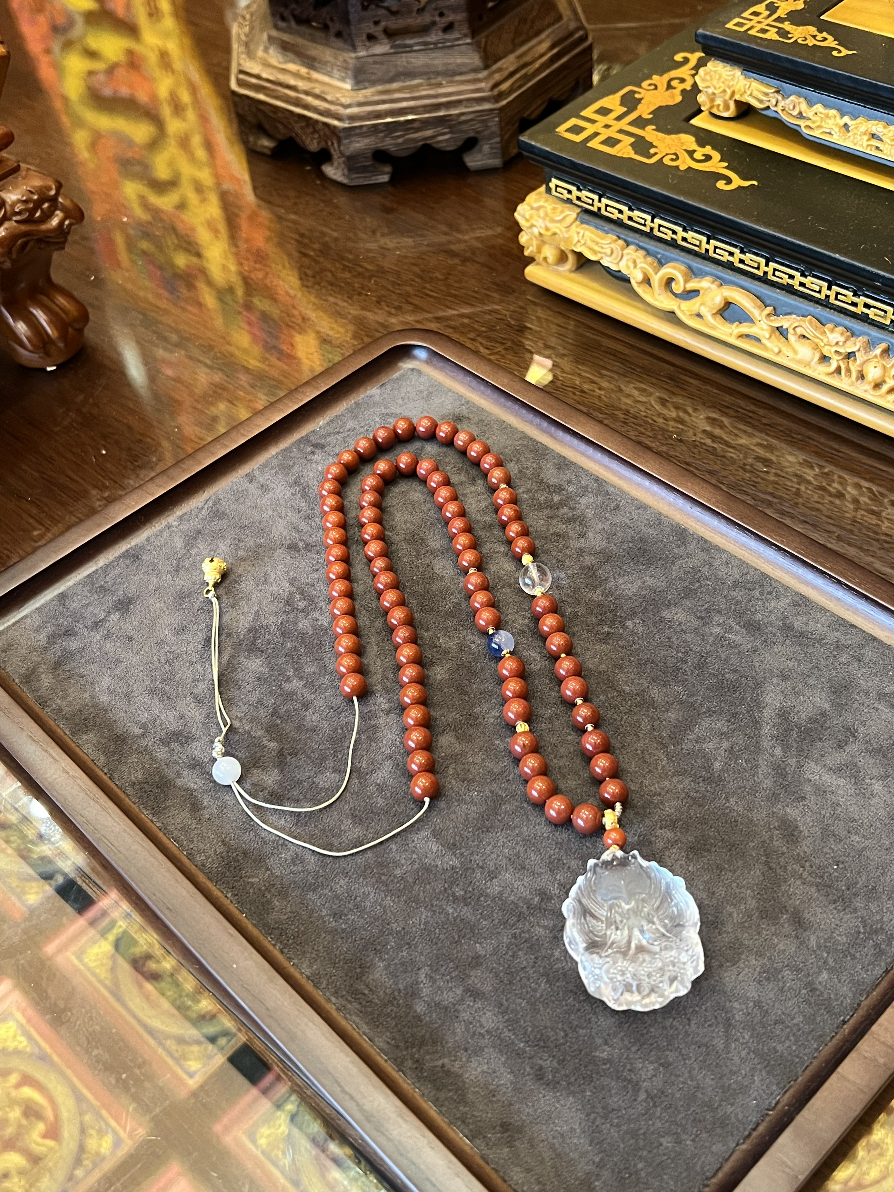 白水晶凤九南红项链 | 纯净守护，招引善缘 ✨