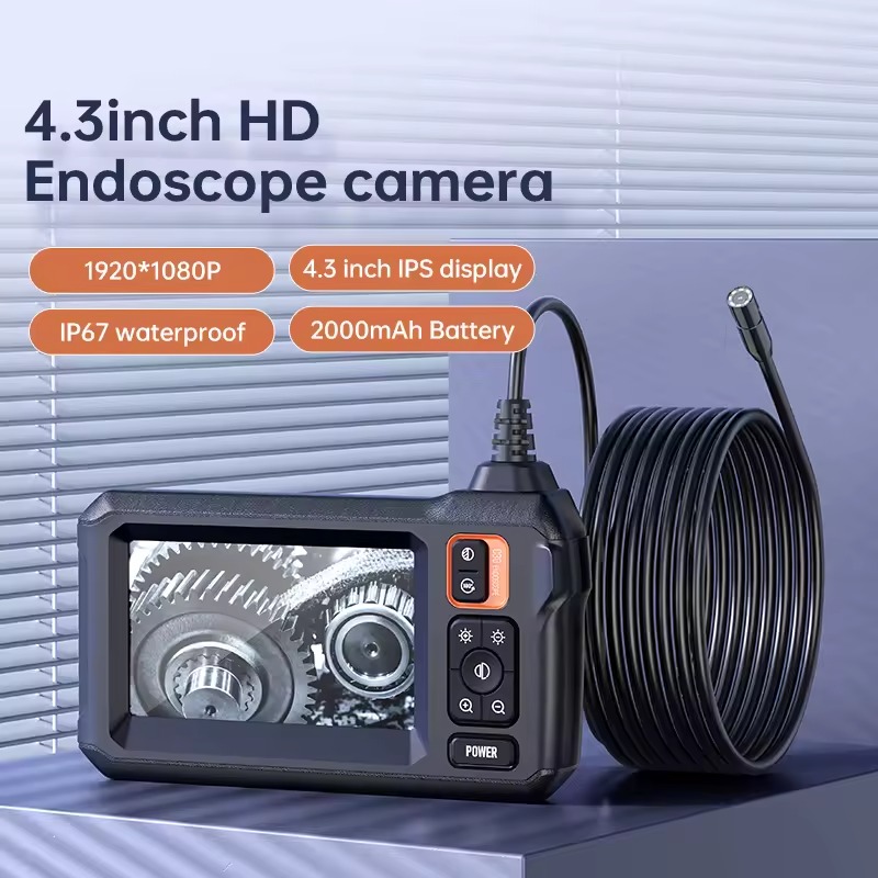4.3" IPS 1080P Sewer Inspection Camera – 2MP Waterproof Industrial Endoscope