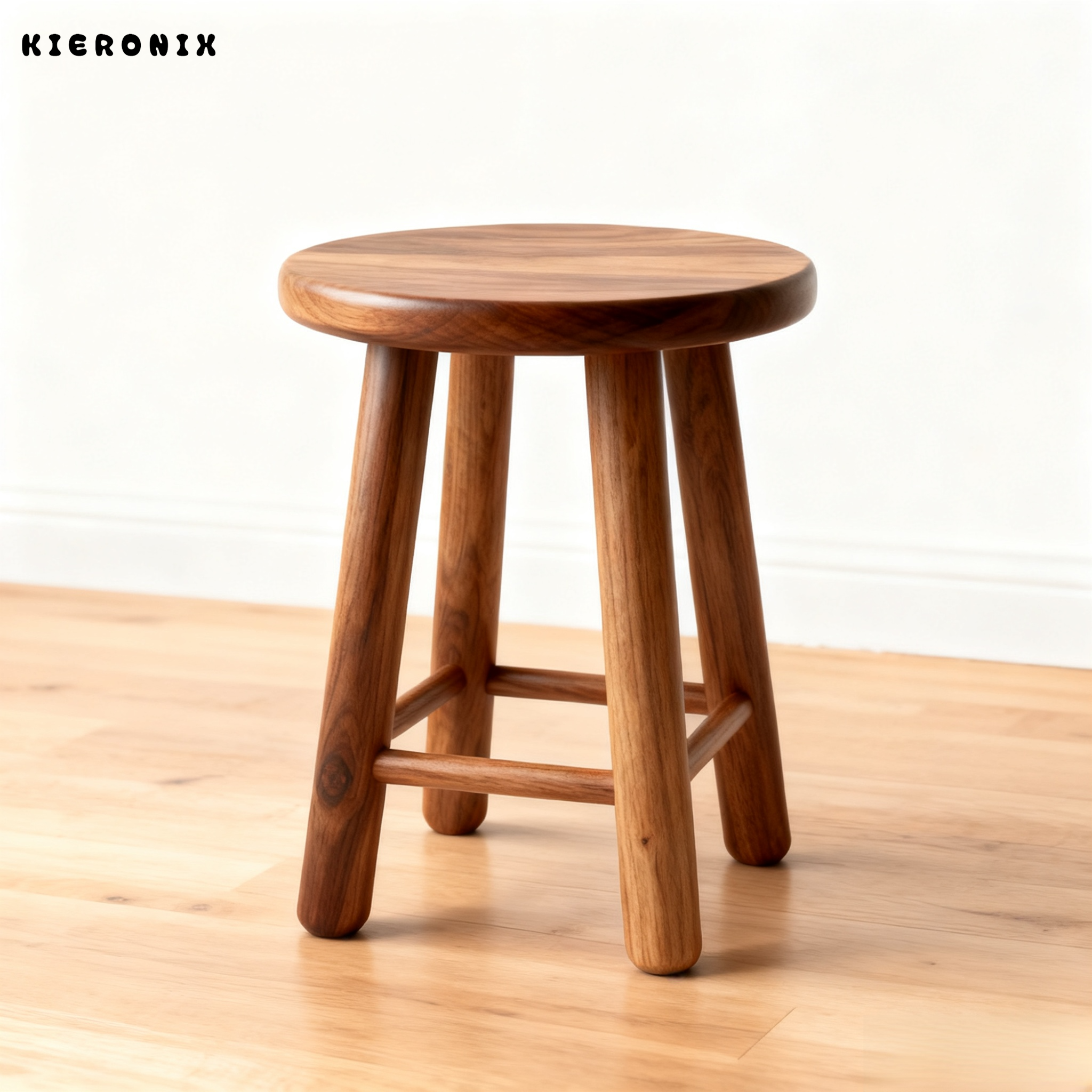 เก้าอี้ทรงกลมไม้เนื้อแข็ง เก้าอี้เล็ก (2 ชิ้น)