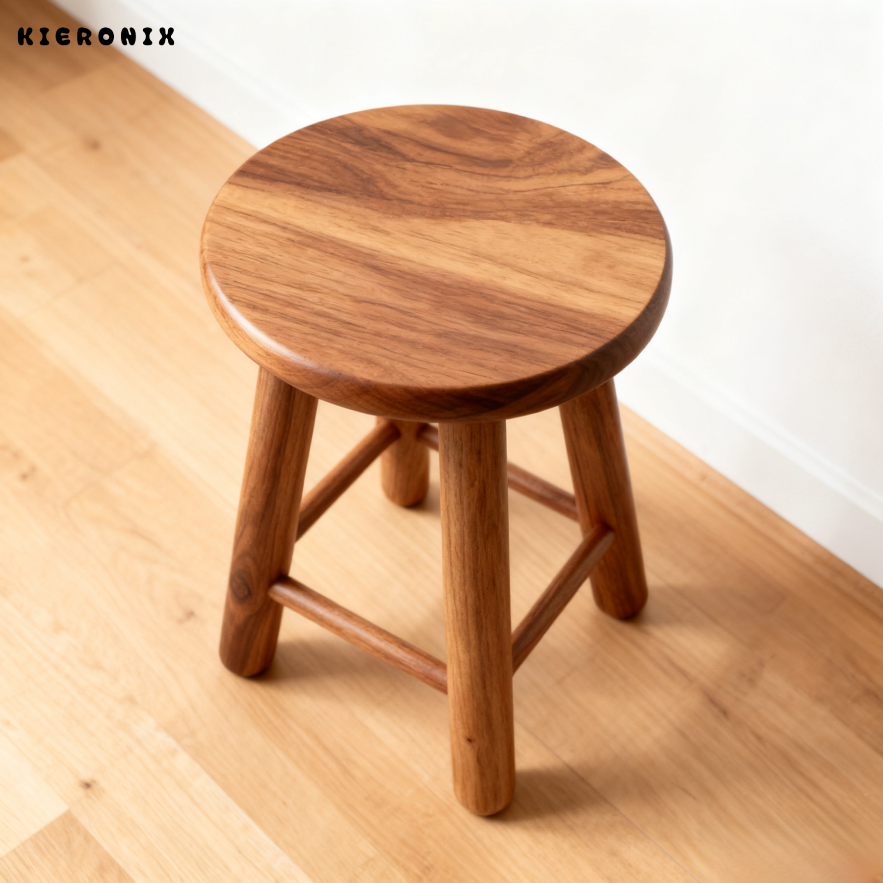 เก้าอี้ทรงกลมไม้เนื้อแข็ง เก้าอี้เล็ก (2 ชิ้น)