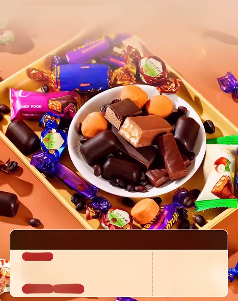 俄羅斯進口混合巧克力糖果，🍬 多種美味口味🍫 雙倍奶油巧克力，每塊巧克力均採用優質可可和天然原料製成，散發濃鬱香氣，口感順滑。