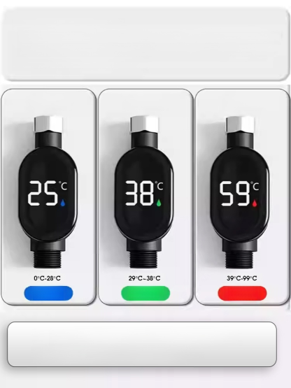 智慧防水淋浴溫度顯示器，0.1 秒極速測溫，只要接在龍頭和花灑間，零電費自發電，水流過就亮屏，水溫一看就懂