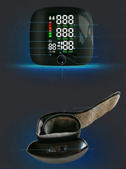 【語音大彩色螢幕】全自動手腕式電子血壓計，全自動手腕式設計，一鍵啟動 + 語音播報+精準測，輕鬆掌握血壓狀況