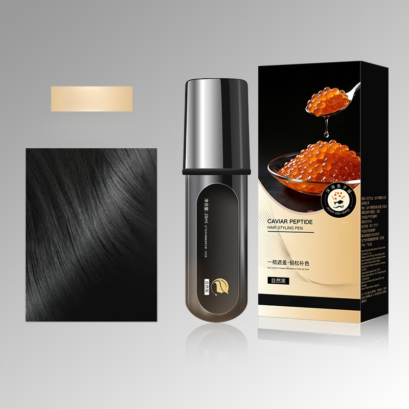 魚子醬多勝肽美髮筆，3秒快速染髮!💥髮色越白，效果越好，含有豐富的胜肽滋養成分，不只能遮蓋白髮，同時還能護理髮絲，使髮質柔順有光澤，持久不黏膩。