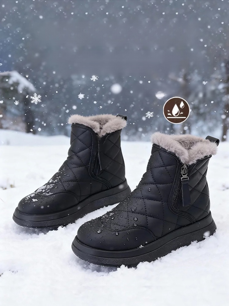 加絨加厚防水雪靴，100%羊毛襯裡，零下30度也不會感覺冷，防風防水防油污瞬間拉長腿部線條，打造纖細美腿！