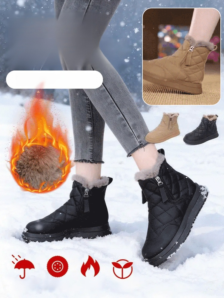 加絨加厚防水雪靴，100%羊毛襯裡，零下30度也不會感覺冷，防風防水防油污瞬間拉長腿部線條，打造纖細美腿！