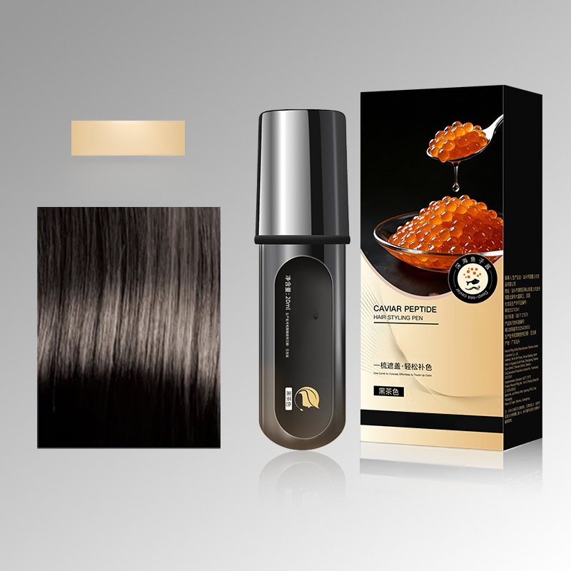 魚子醬多勝肽美髮筆，3秒快速染髮!💥髮色越白，效果越好，含有豐富的胜肽滋養成分，不只能遮蓋白髮，同時還能護理髮絲，使髮質柔順有光澤，持久不黏膩。