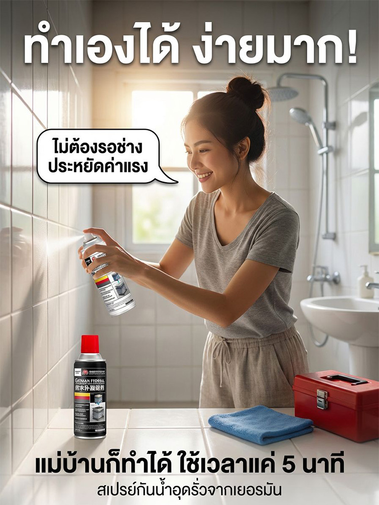 สเปรย์อุดรอยรั่วกันน้ำแรงสูงนำเข้าจากเยอรมนี 🇩🇪เทคโนโลยีนำเข้าจากเยอรมนี กันน้ำแรงสุดๆ อุดรอยรั่วได้ทันที！