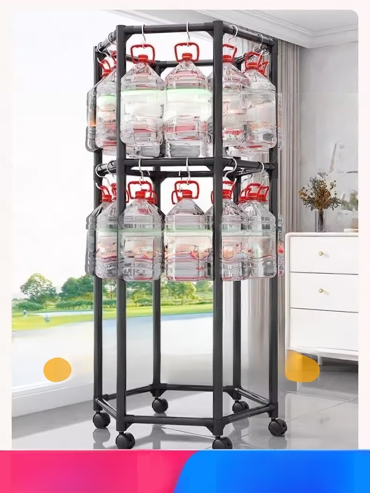 ราวแขวนผ้า 6เหลี่ยม แขวนผ้าได้หกด้านใช้งานได้สองชั้น รุ่นนี้มีล้อด้วยสามารถหมุนได้ 360 องศา