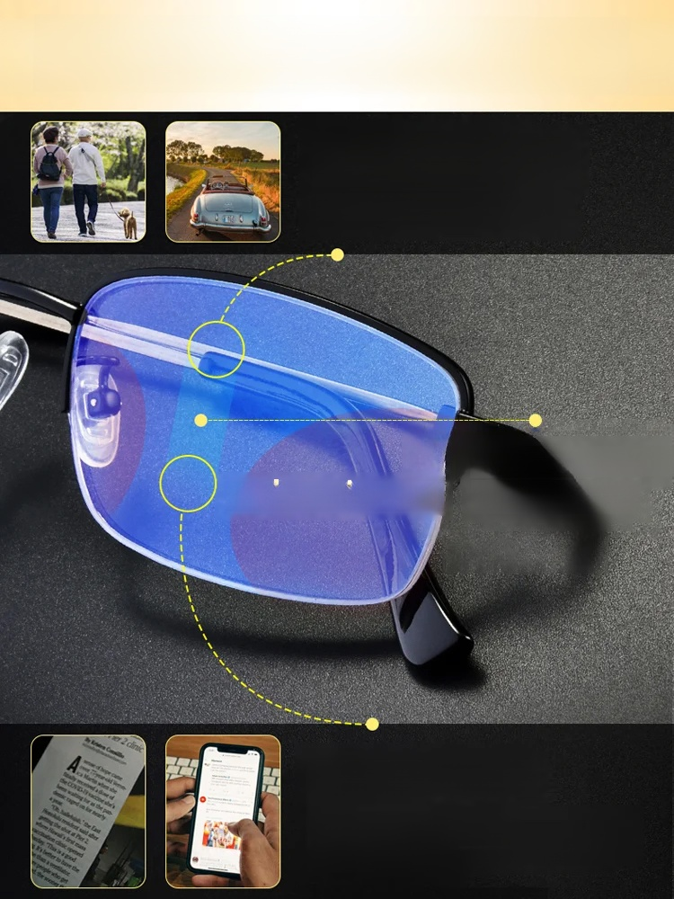  แว่นอายุมัลติโฟกัสค่อยๆ ลด สามารถมองได้ทั้งไกลและใกล้ แว่นอายุแฟชั่นกันรังสีฟ้า สำหรับผู้ชาย ผู้หญิงก็สวมใส่ได้