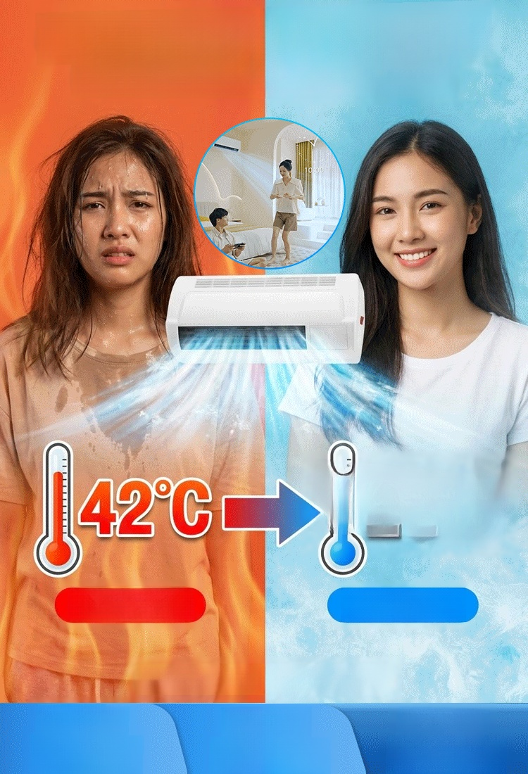 【ประหยัดพลังงาน 3.0】 แอร์ขนาดเล็กแบบติดผนังสำหรับใช้ในบ้าน  สบายสุด ๆ กับแอร์ติดผนังเย็น-ร้อน! ❄️🔥 🌟 หน้าร้อนก็เย็น หน้าหนาวก็อบอุ่น