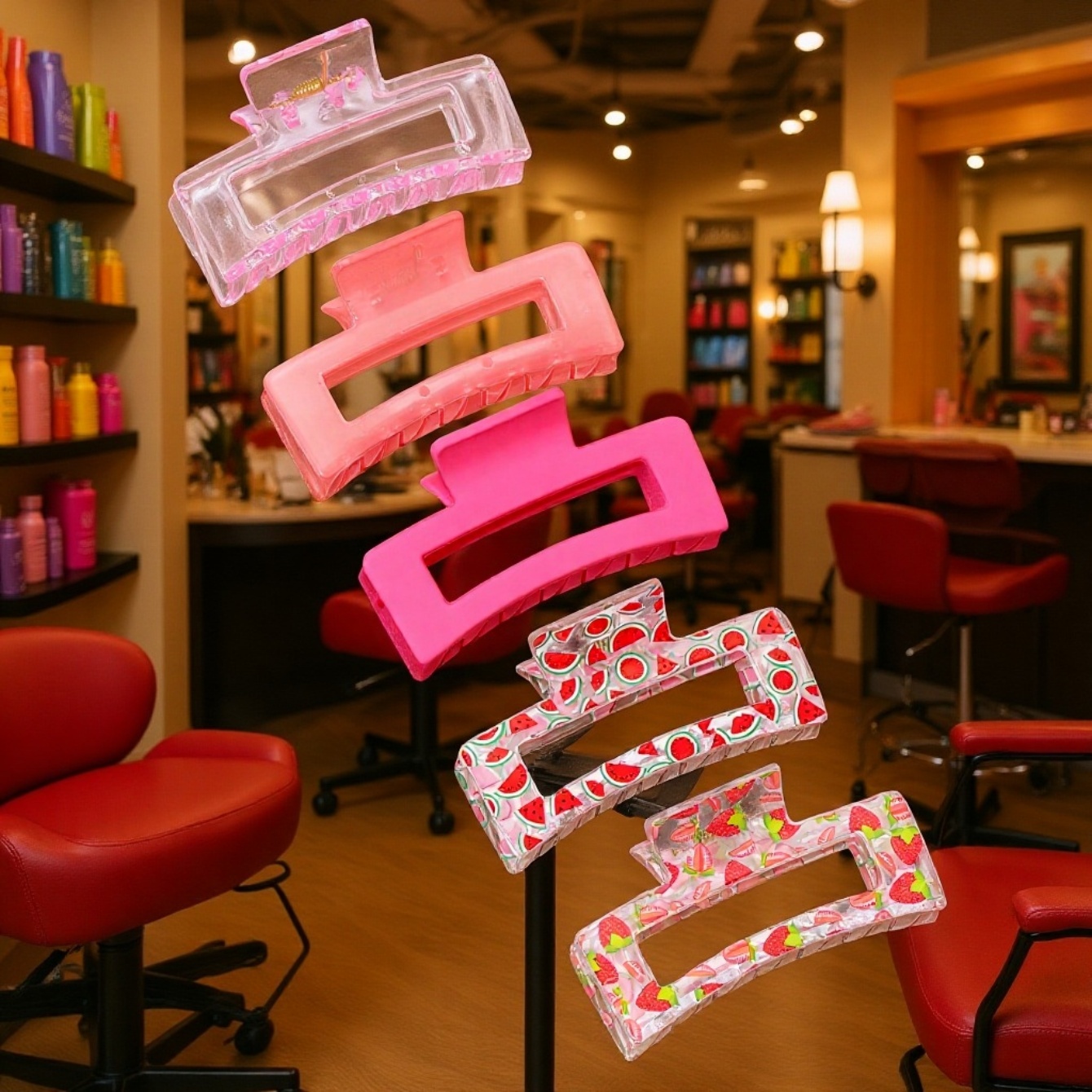 愛心印花甜美髮飾鯊魚夾