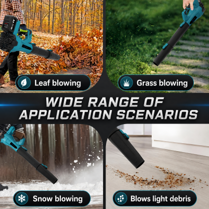 21V Cordless 6-Speed Leaf Blower with 2 Batteries for Patio and Lawn Cleaning