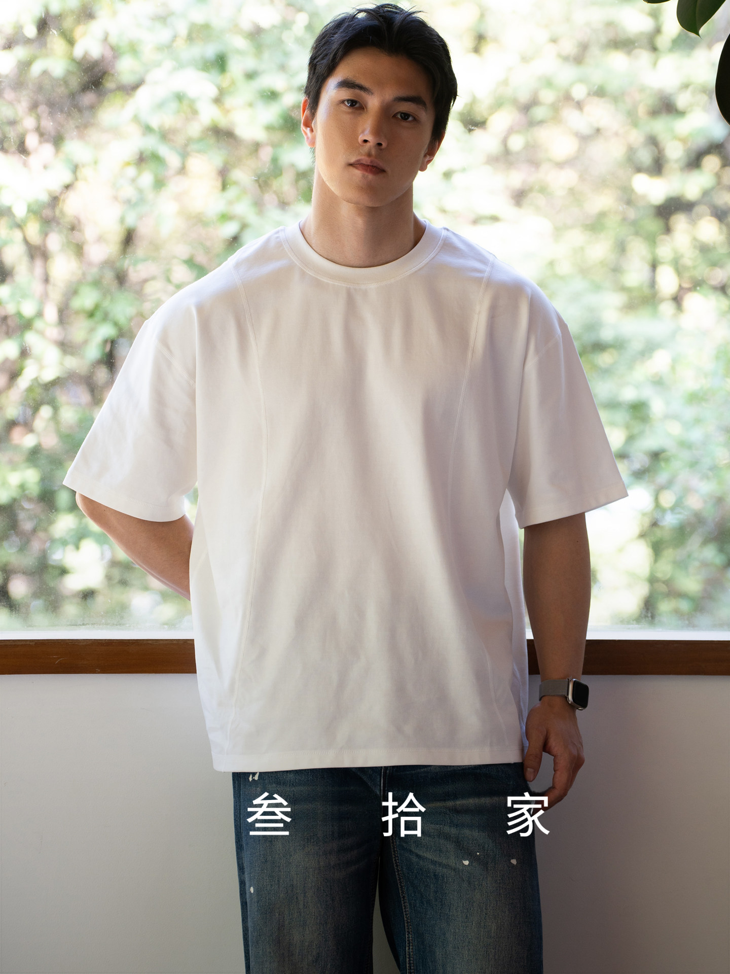 男春速乾增肩寬圓領T恤