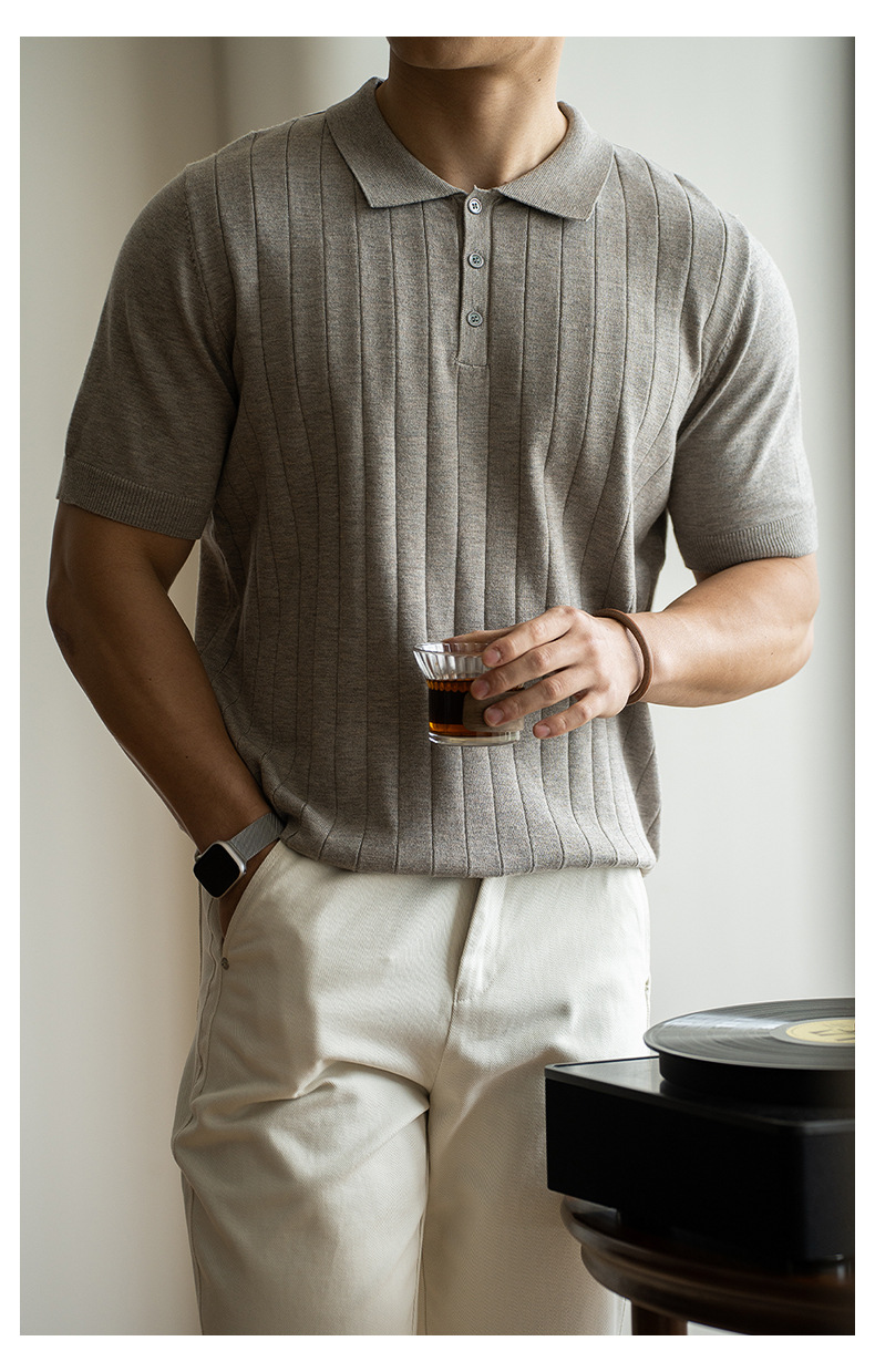 輕奢高端可機洗羊毛短袖POLO衫