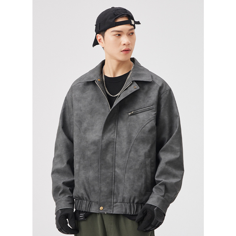 男士春秋美式工裝美拉德麂皮絨夹克外套