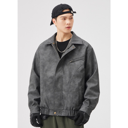 男士春秋美式工裝美拉德麂皮絨夹克外套