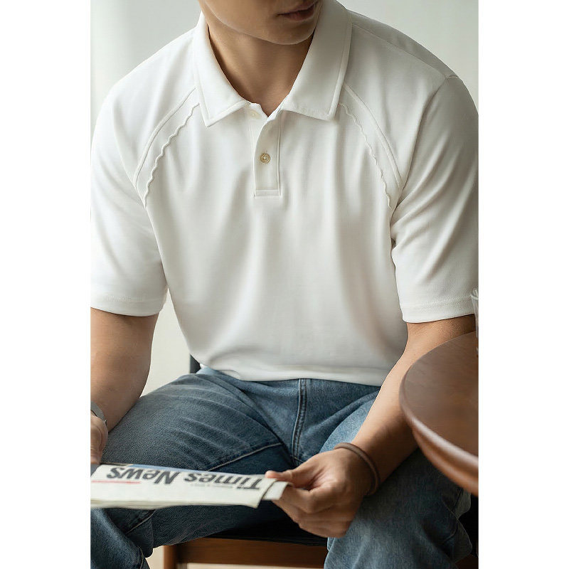 男夏棉混紡透氣插肩袖T恤