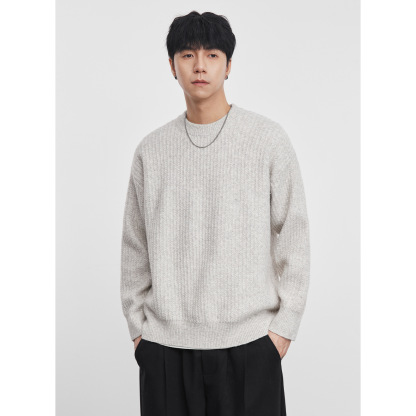 男士秋冬紋理圓領毛衣