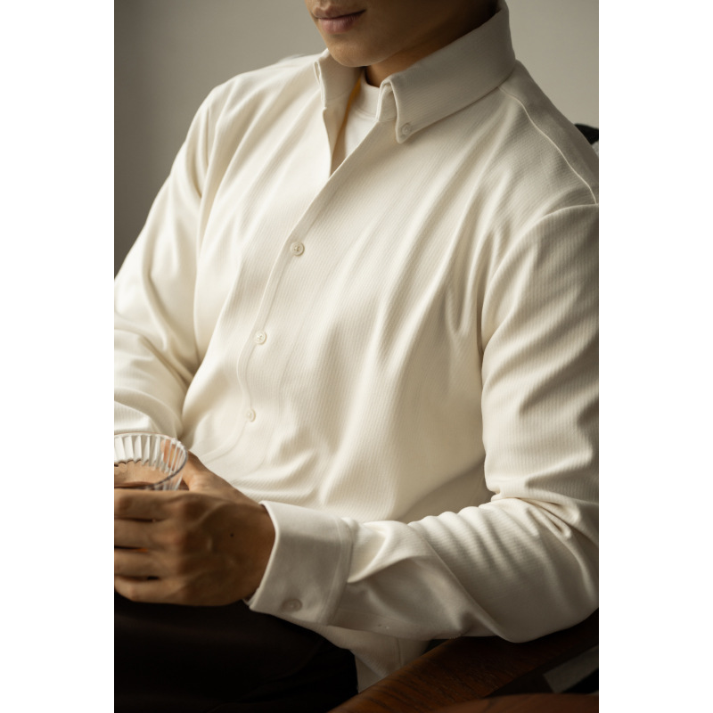 老錢風蓄熱保暖毛呢絨長袖襯衫