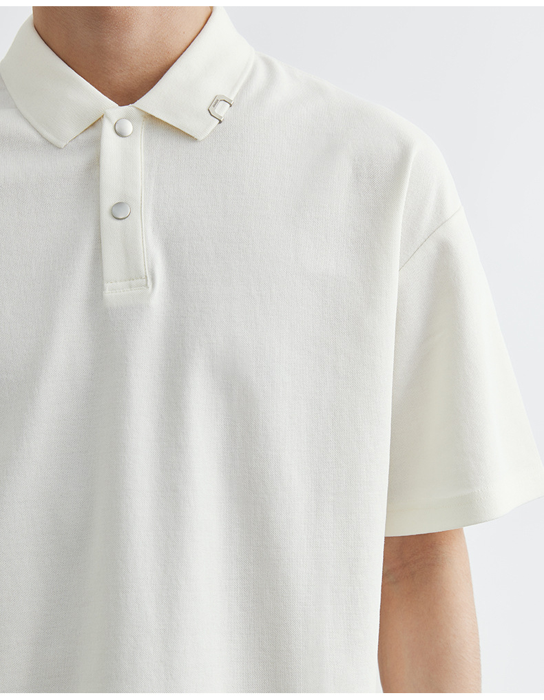 男士夏季美式寬鬆翻領短袖T恤