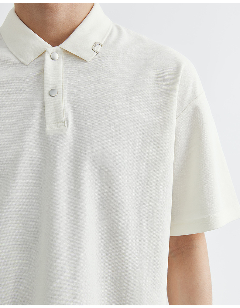 男士夏季美式寬鬆翻領短袖T恤