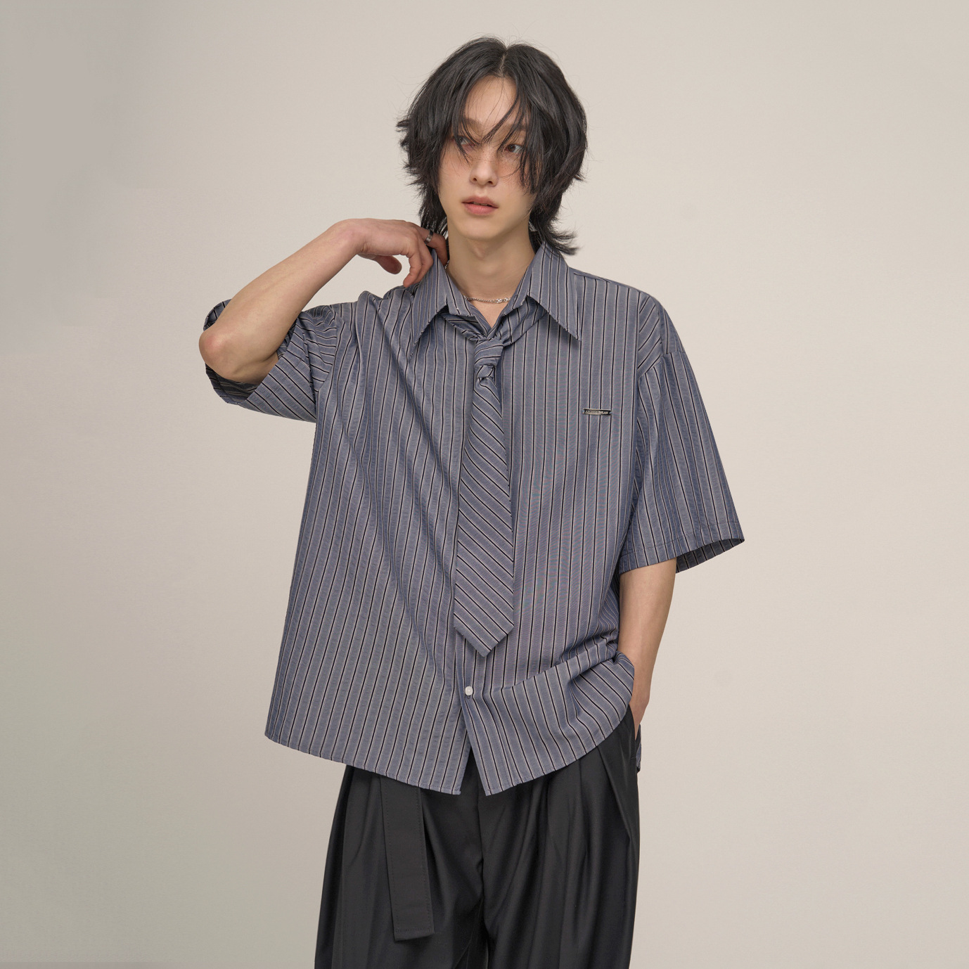 日系條紋短袖襯衫DK服