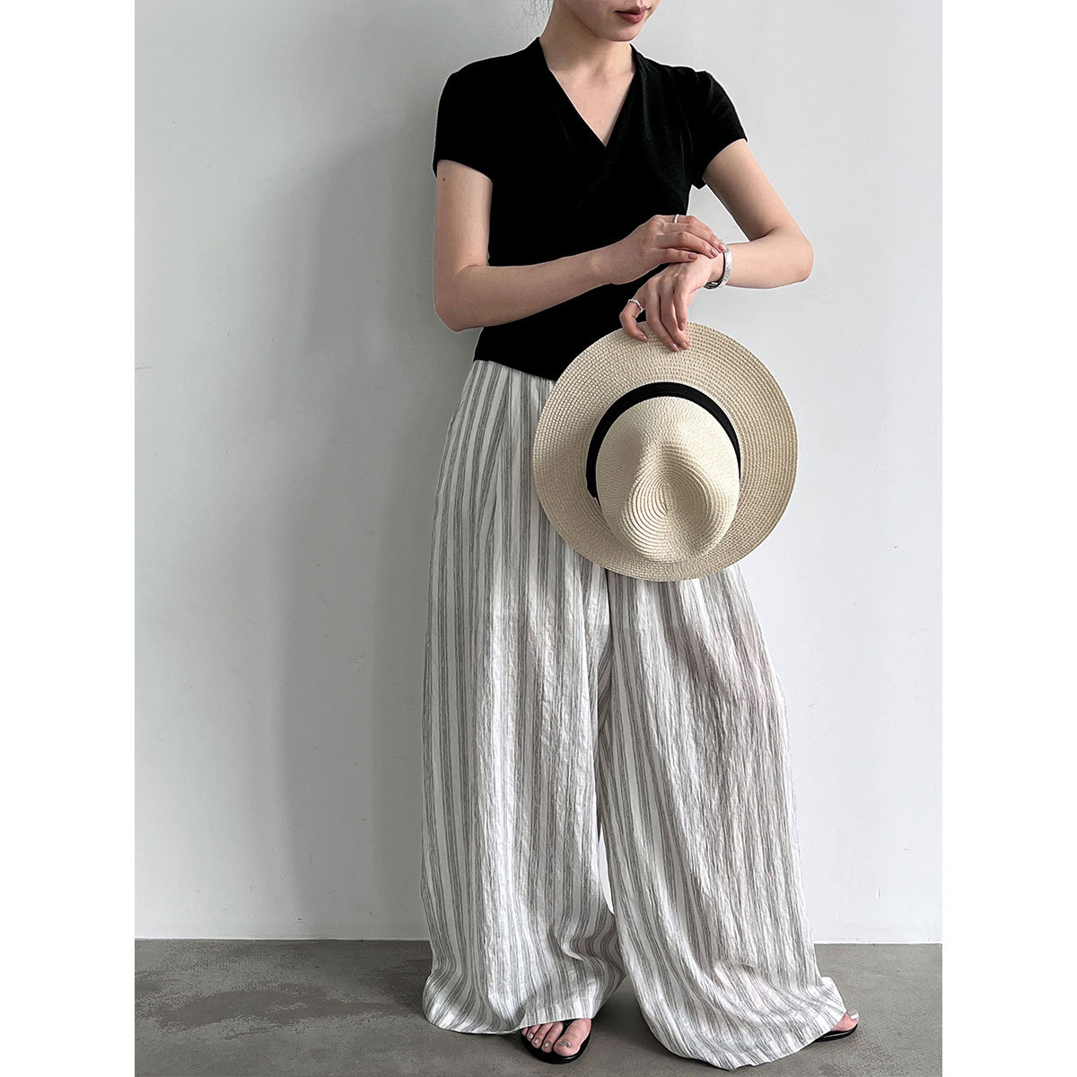 女夏氣質扭結交叉V領小衫