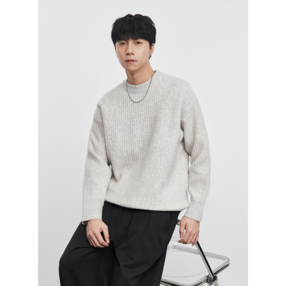 男士秋冬紋理圓領毛衣