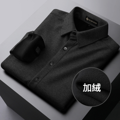 仿毛呢長袖加絨襯衫