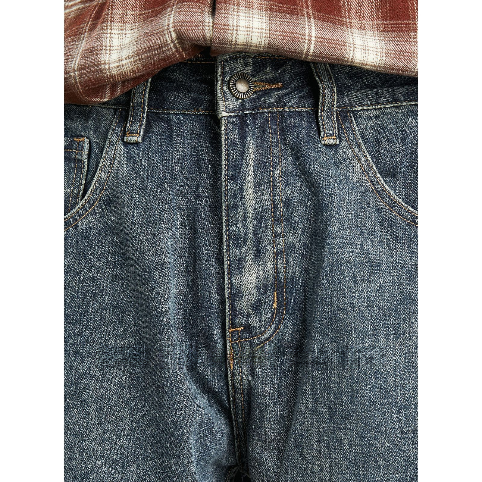 男士春秋美式復古寬鬆垂感闊腿牛仔褲