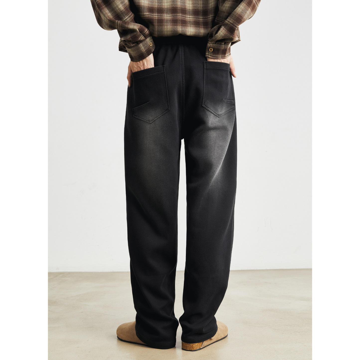 男士春季漸變可選加絨直筒衛褲