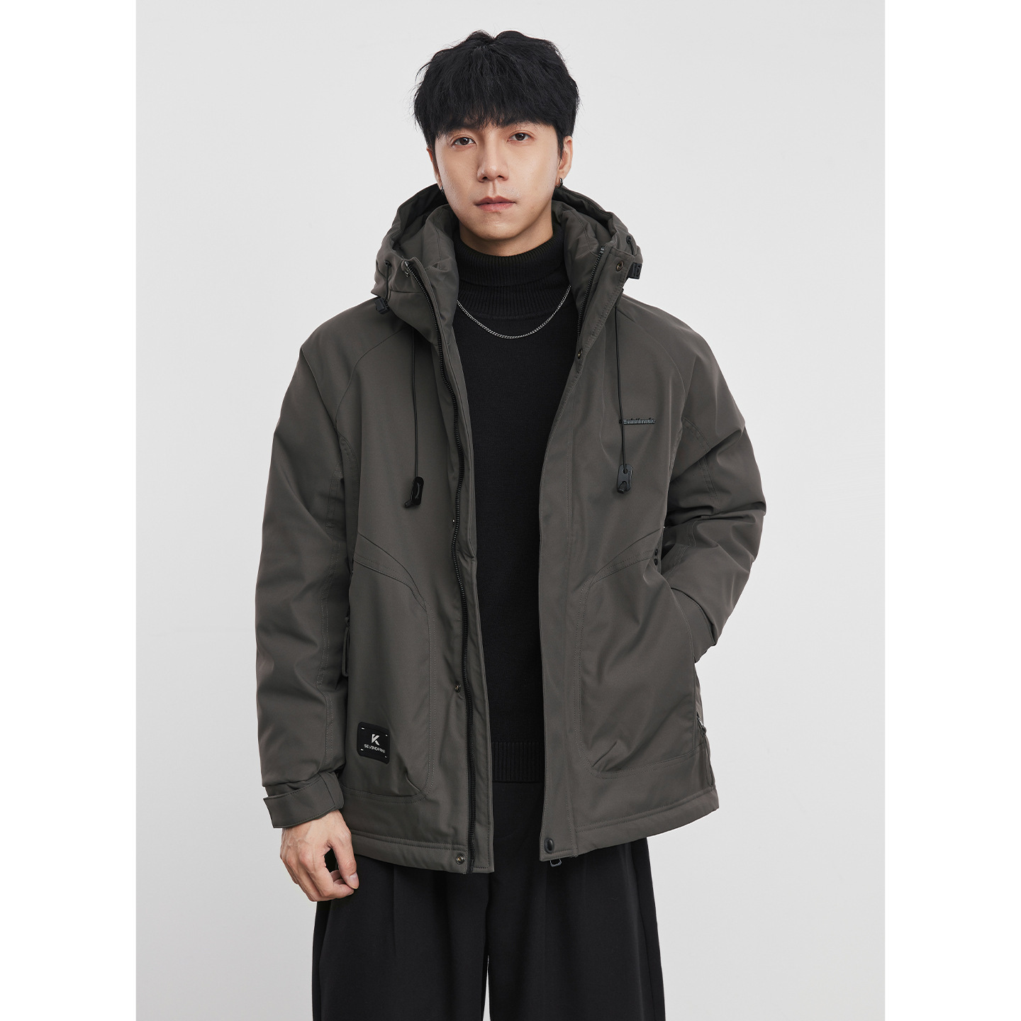 男士冬季50白鴨絨工裝羽絨服