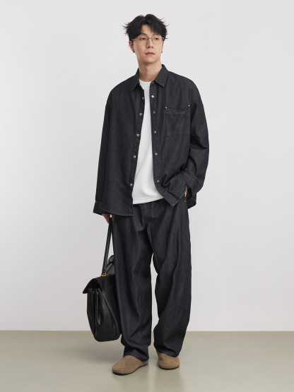 男士寬鬆牛仔襯衫