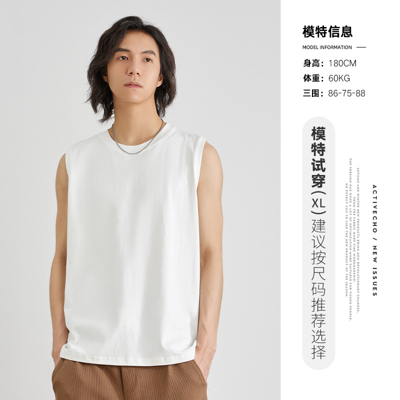 男夏外穿純棉無袖T恤