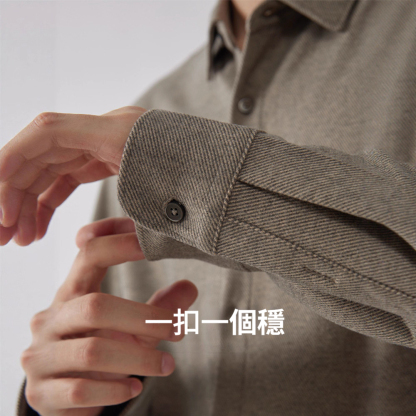 仿毛呢長袖加絨襯衫