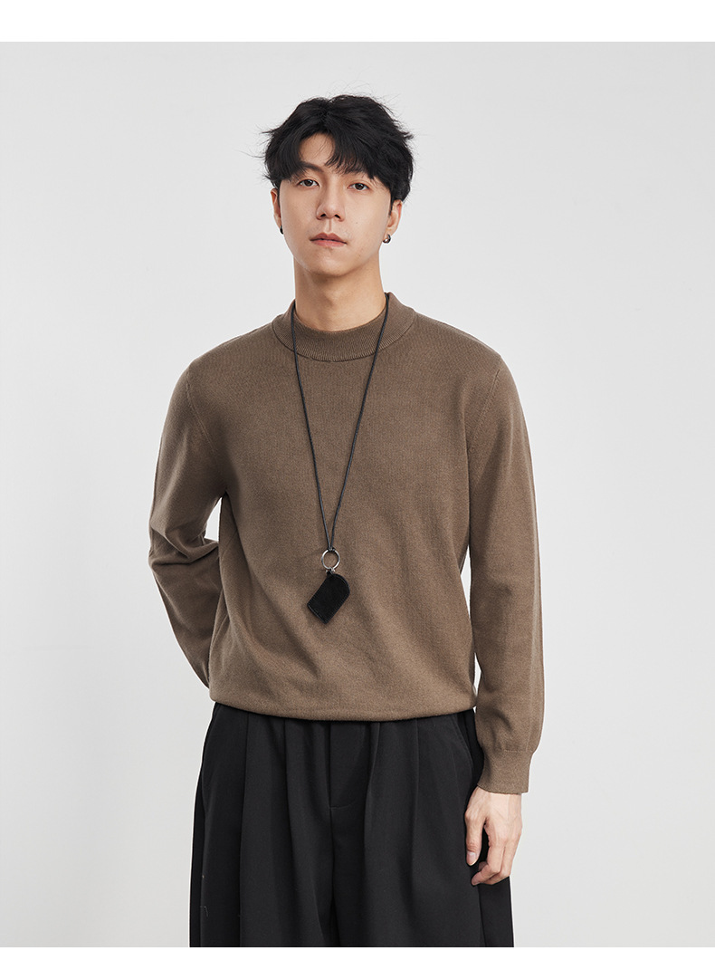 男士秋冬德絨半高領毛衣