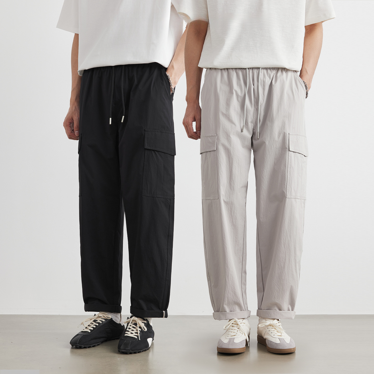 夏季斜紋冰感棉工裝褲