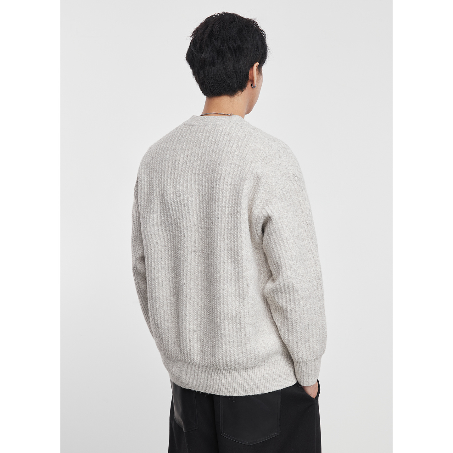 男士秋冬紋理圓領毛衣