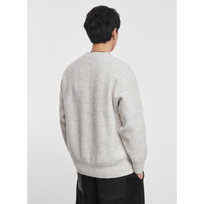 男士秋冬紋理圓領毛衣