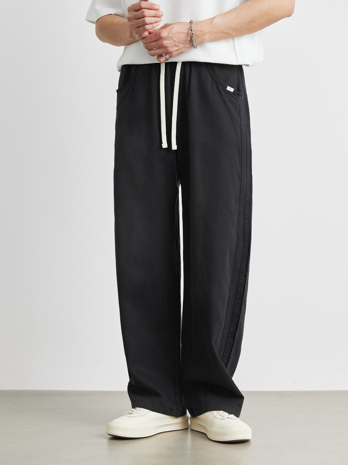 男裝萊賽爾天絲直筒闊腿褲