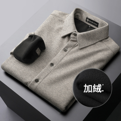 仿毛呢長袖加絨襯衫